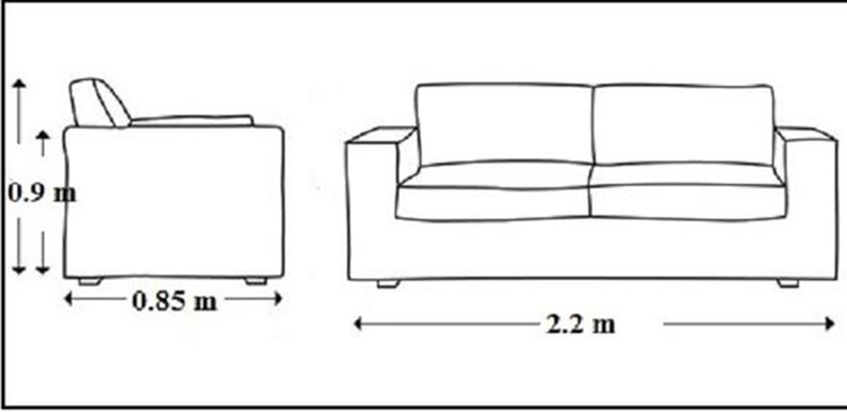 Kích thước sofa gỗ dạng văng tiêu chuẩn