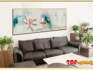 Bức tranh 3D hoa sen in tráng gương treo tường TraTop-3078