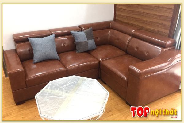 Hình ảnh Ghế sofa góc chất liệu da đẹp hiện đại và sang trọng SofTop-0041