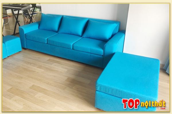 Hình ảnh Ghế sofa văng nỉ đẹp kích thước nhỏ kèm đôn lớn SofTop-0202A