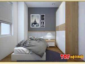 Hình ảnh Giường ngủ cho chung cư nhỏ liền tủ đầu giường GNTop-0243