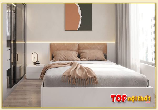 Hình ảnh Giường ngủ đẹp màu trắng đầu có gối nệm GNTop-0183