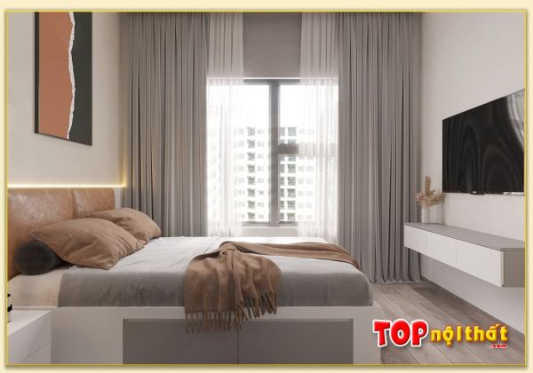 Hình ảnh Giường ngủ đẹp màu trắng gỗ công nghiệp đẹp GNTop-0183