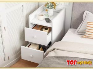 Hình ảnh Tủ đầu giường nhỏ dáng cao màu trắng TDGTop-0004