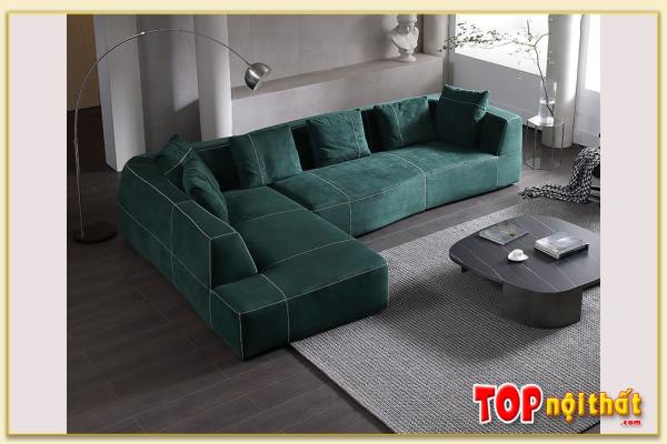Hình ảnh Bộ sofa góc nỉ chữ L màu xanh cổ vịt cho phòng khách SofTop-0612