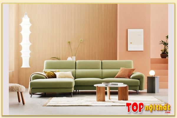 Hình ảnh Chụp chính diện mẫu ghế sofa góc bọc nỉ Softop-1033