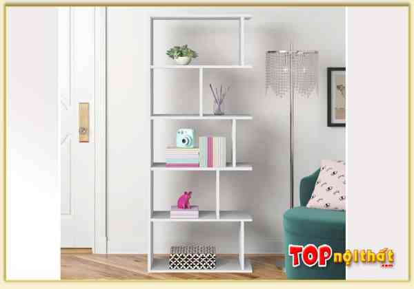 Hình ảnh Kệ sách gỗ 5 tầng thiết kế độc đáo màu trắng KSTop-0122
