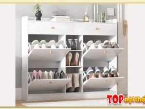 Hình ảnh mẫu tủ giày dép gia đình 4 cánh lật rộng rãi TGDTop-2498